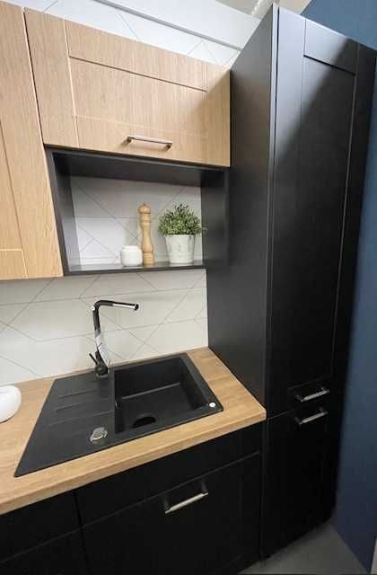 Zestaw mebli kuchennych dąb reveal/ czarny - nowy - kuchnia