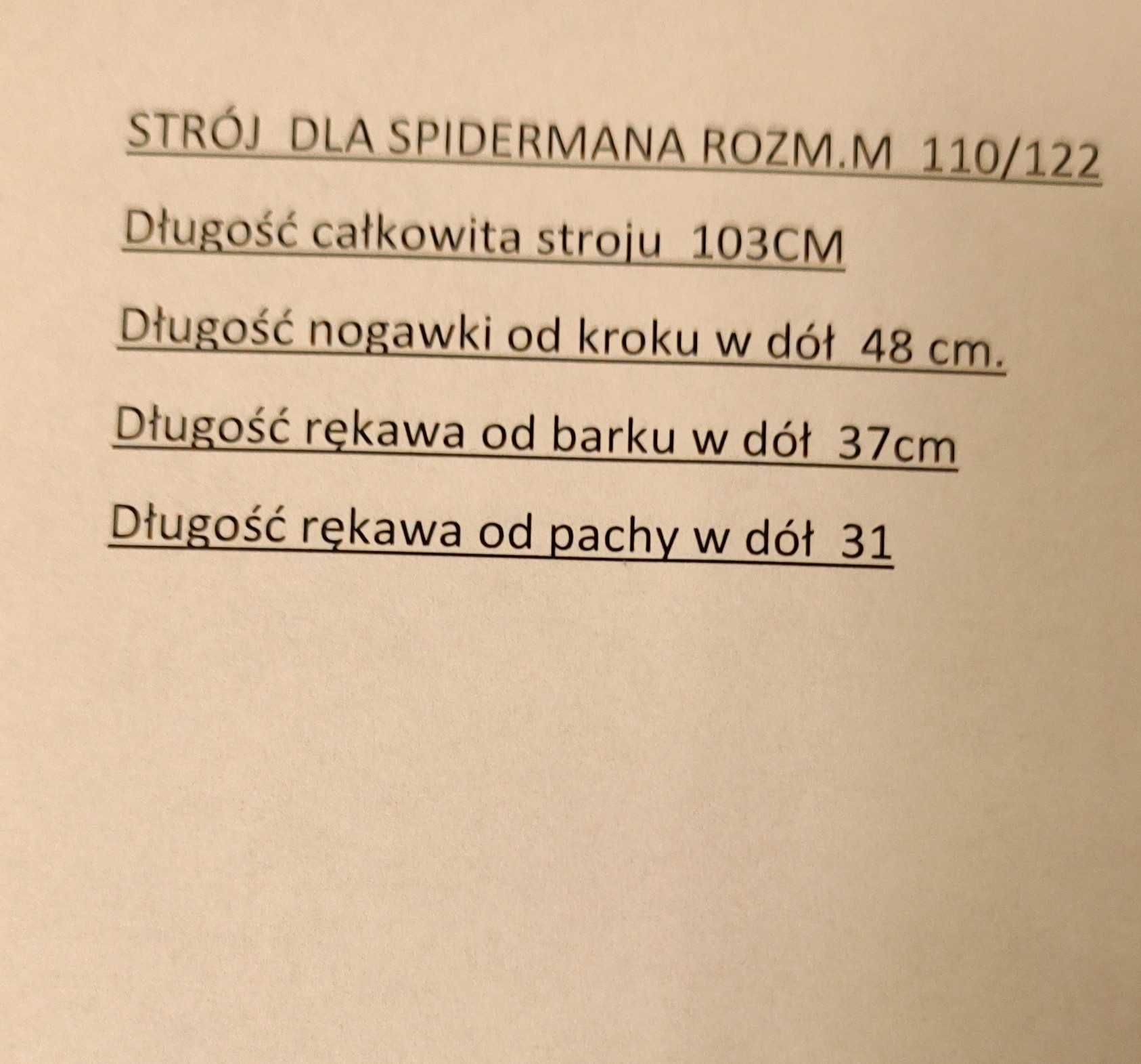 Strój spidermana pajaka na bal