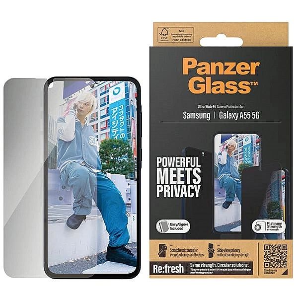 Szkło hartowane PanzerGlass Ultra-Wide Fit prywatyzujące z pozycjonere