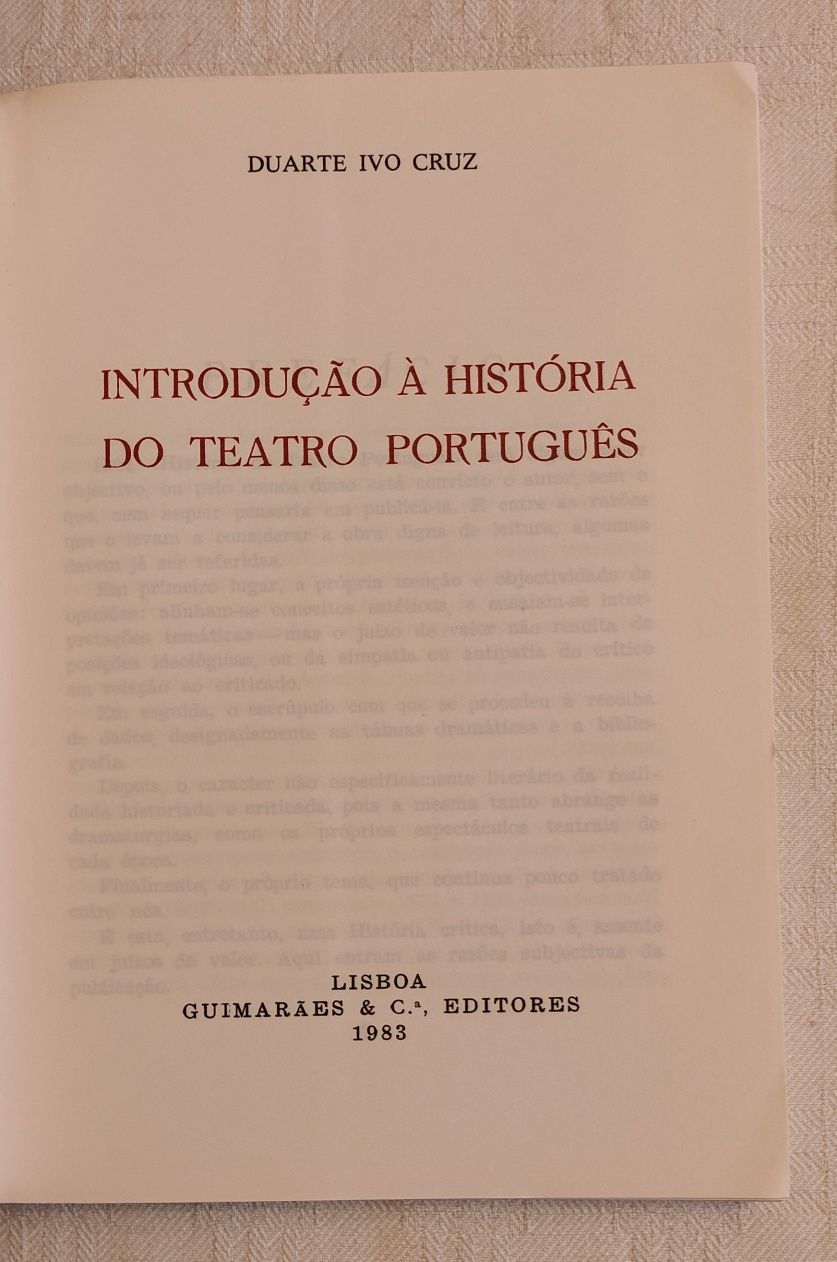 Introdução à história do Teatro Português, Duarte Ivo Cruz
