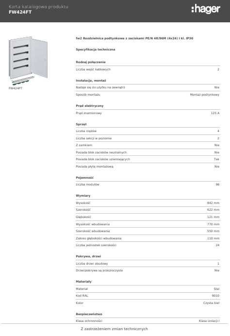 hager ETI Rozdzielnia Rozdzielnica skrzynka p/t 4x24 - FW424FT