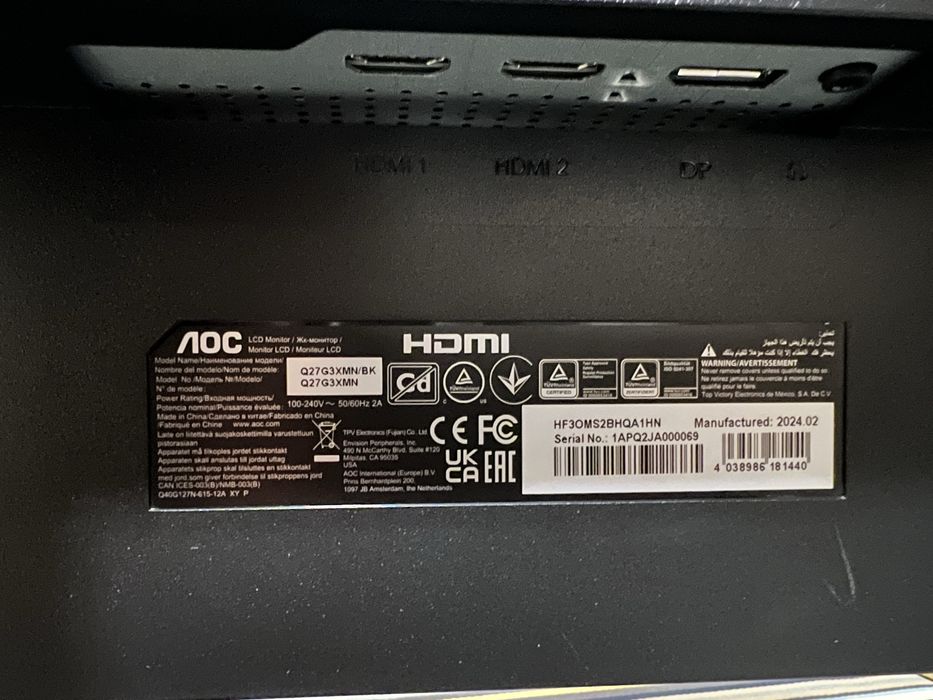 Monitor AOC Q27G3XMN QHD 27" 180HZ