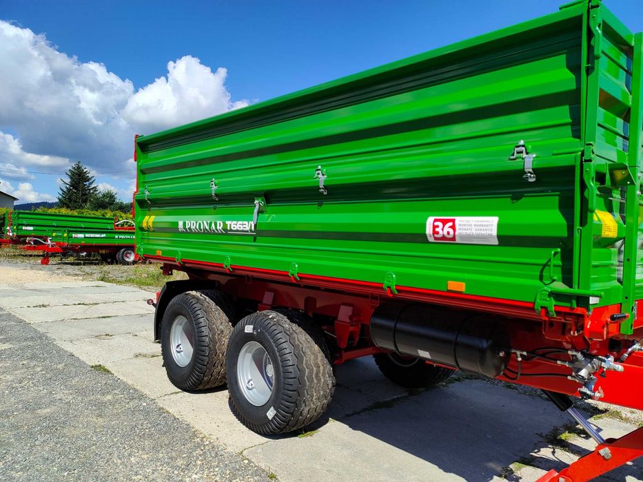Przyczepa tandem Pronar T663/1 - podwójne burty, stopa hydrauliczna