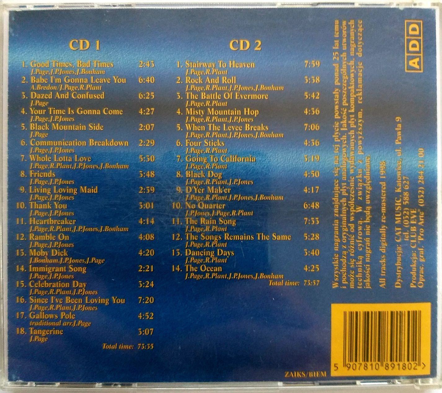 Led Zeppelin The Best Of Gold Collection 2CD 1998r