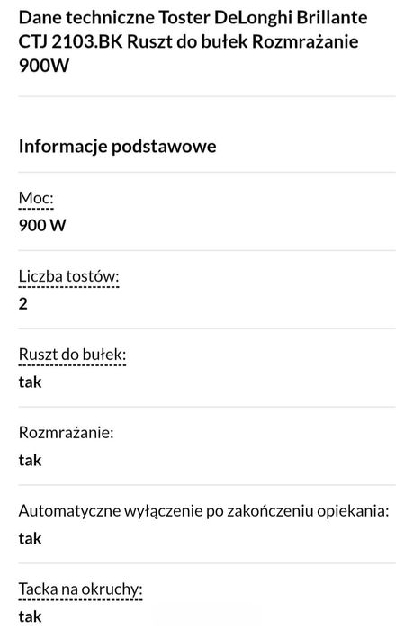 Toster Brillante DeLonghi czarny używany 100% sprawny home glamour