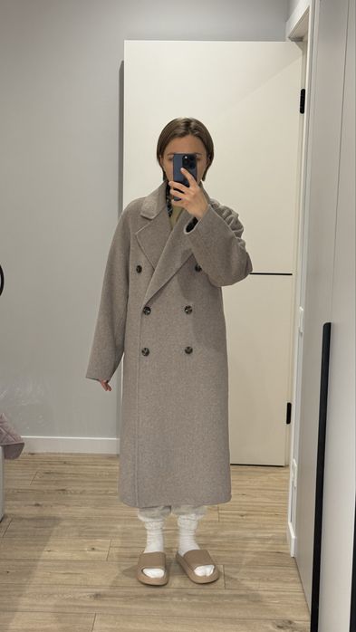 Пальто светло-серое Бренд Манго