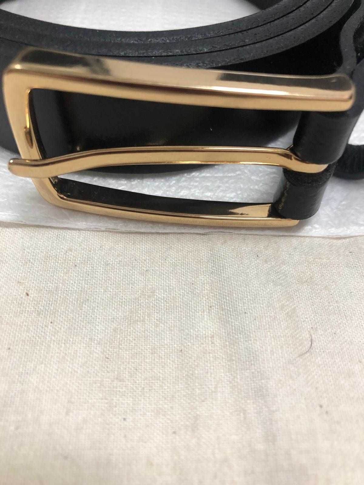 Cinto ZARA Preto com Fivela Dourada – NOVO (Tamanho XL - 100 cm)