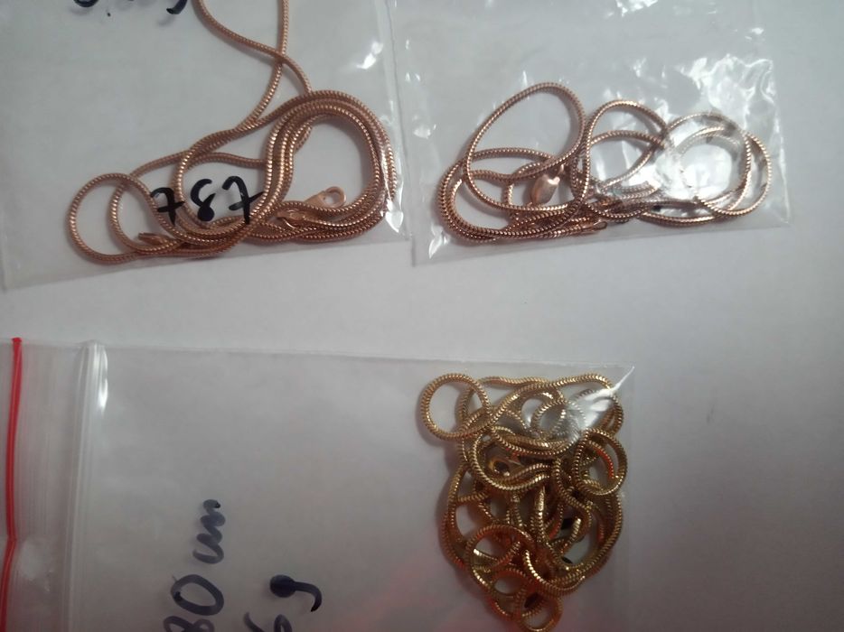 Zestaw 3 pozłacanych łańcuszków ze srebra