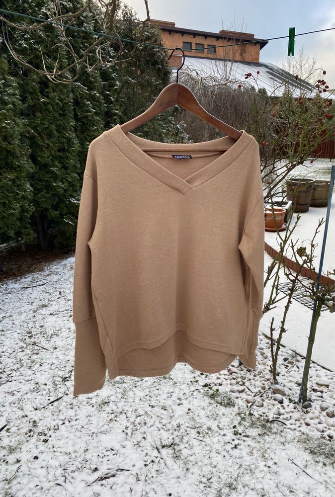 Nowy sweter beż/nude/ taupe 100% wiskoza/ polska marka Angell onsize