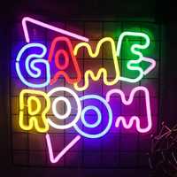 Neon GAME ROOM kolorowy napis do pokoju gracza gadżet na ściane