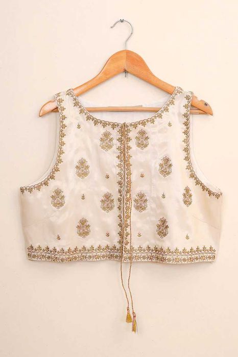 Biała kermowa kamizelka XL 44 złoty haft boho orient folk etno ludowa