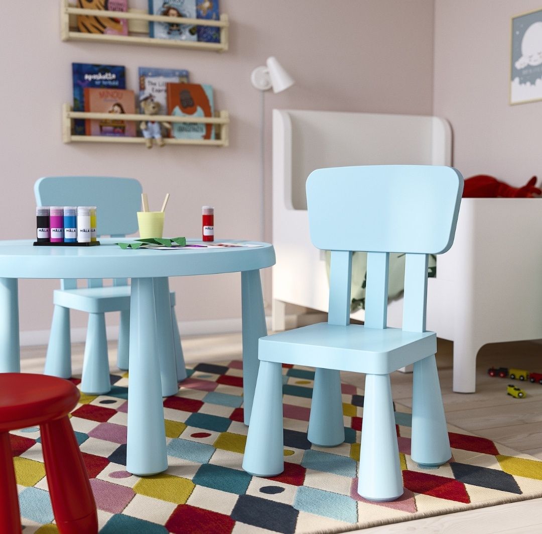 Conjunto mesa e cadeiras Mammut IKEA Azul