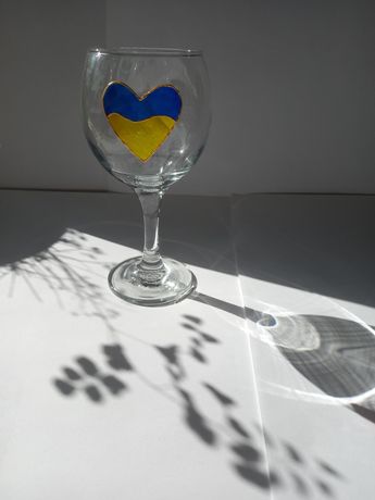 Келих скляний прапор України патріотичний стакан для вина флаг бокал