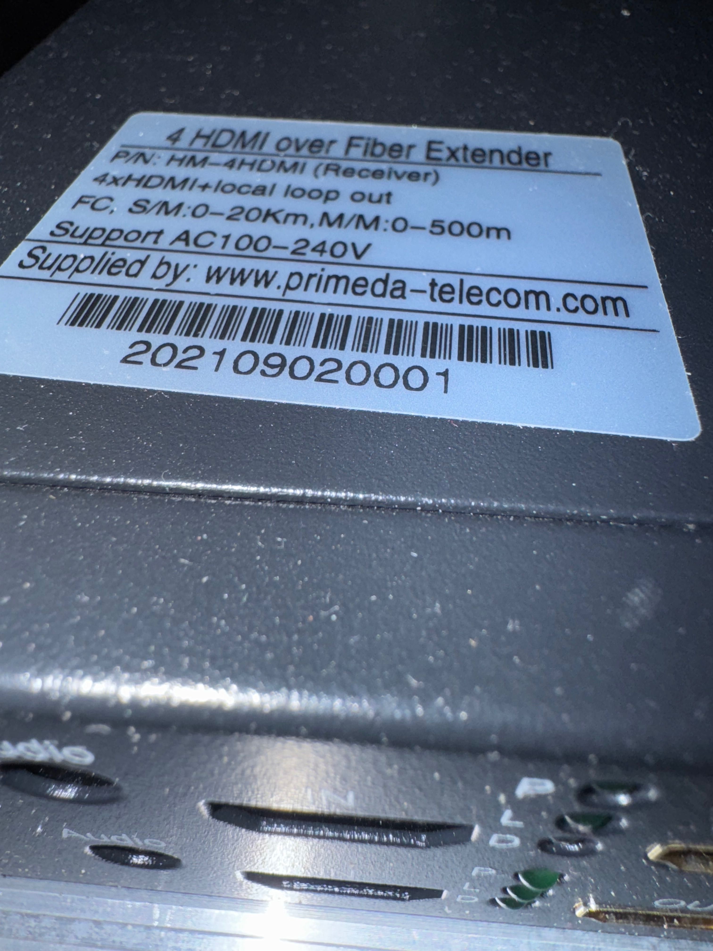 Video Extender 4 x HDMI over Fiber