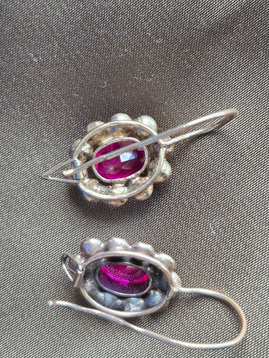 Piękne kolczyki w stylu vintage z rubinami SREBREM 875