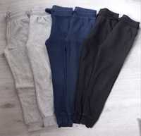 H&M Zestaw spodni 134 joggery spodnie dresowe czarne szare granatowe