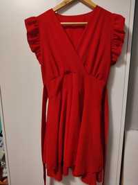 Sukienka kopertowa letnia czerwona elegancka