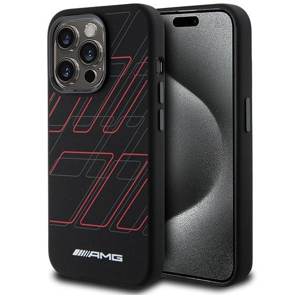 Etui Ochronne AMG iPhone 15 Pro 6.1" - Czarny Z Wzorem Rhombuses