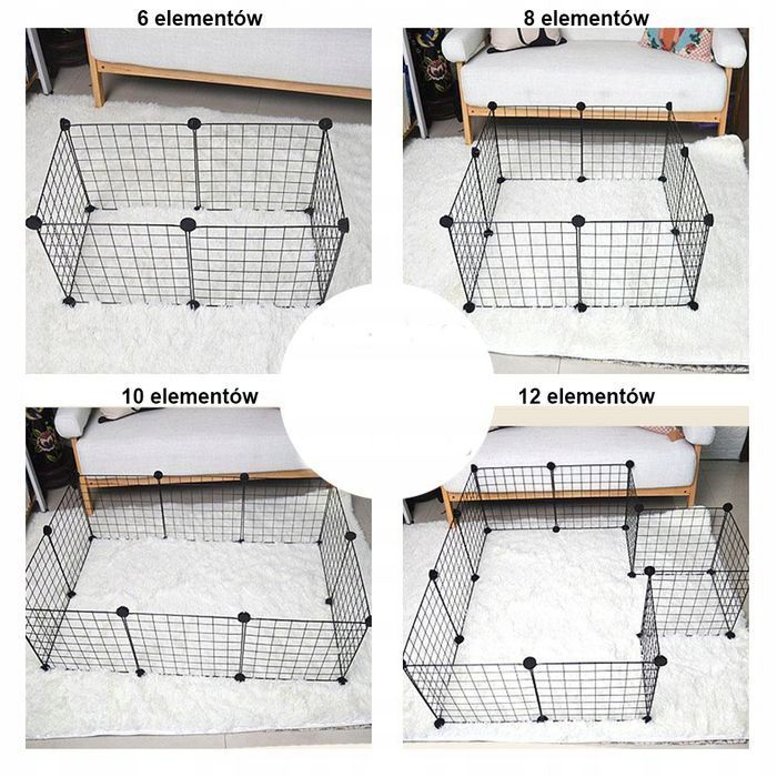 Wybieg dla królika i gryzoni Kojec Modułowy 1 element 35x35 CZARNY