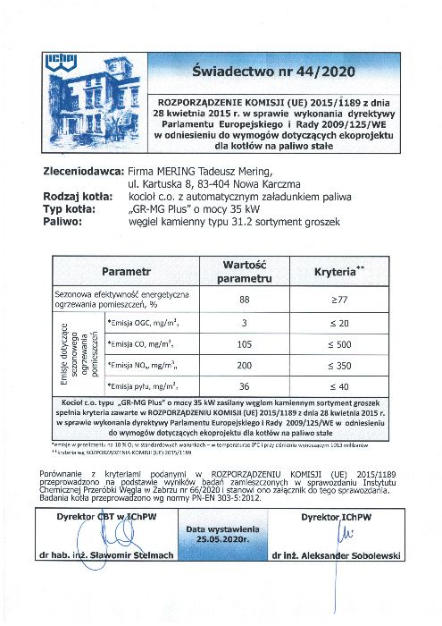 Kocioł, piec z podajnikiem żeliwnym na ekogroszek 35 kW Mering