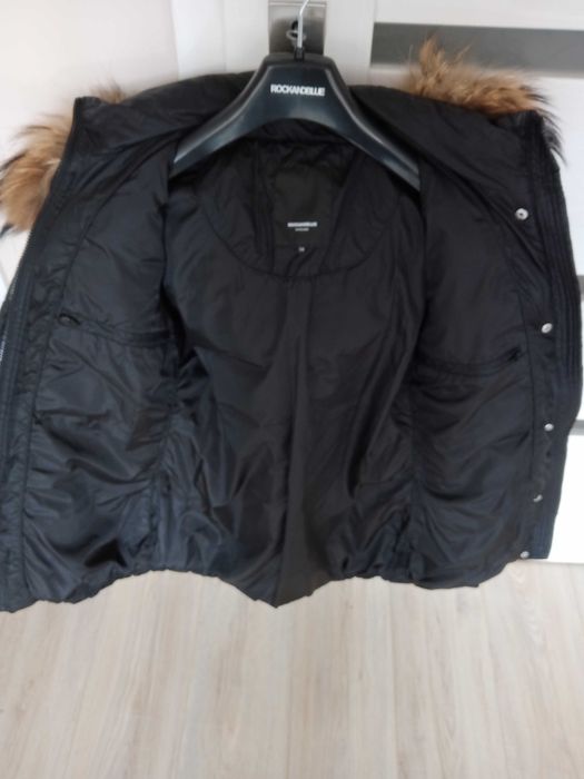 Ciepła kurtka Rockandblue roz. 34 puch kaczy naturalne futro