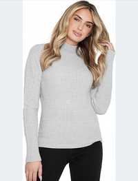 Sweter, sweterek z półgolfem damski szary prążkowany rozmiary L, S, XS