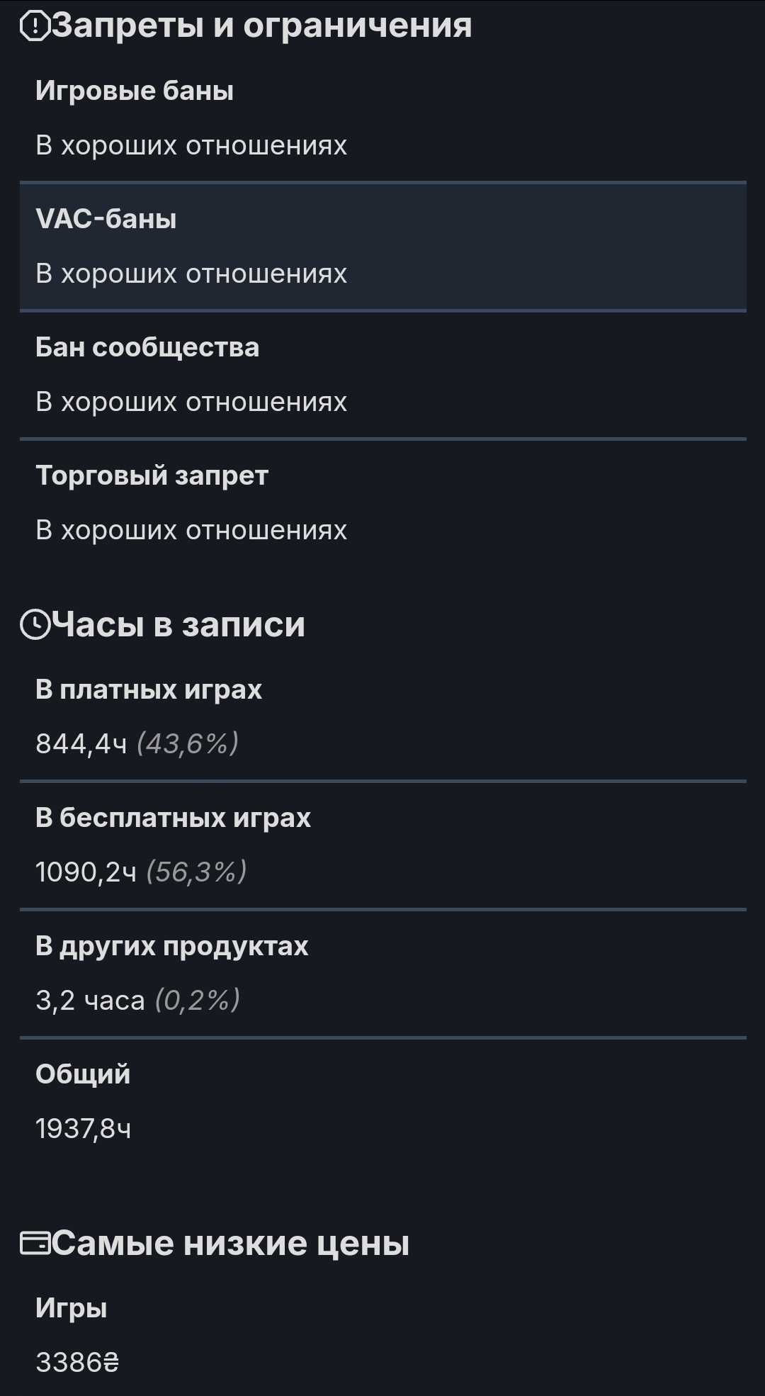 Аккаунт Steam, з 2013 року. 68 Ігор.