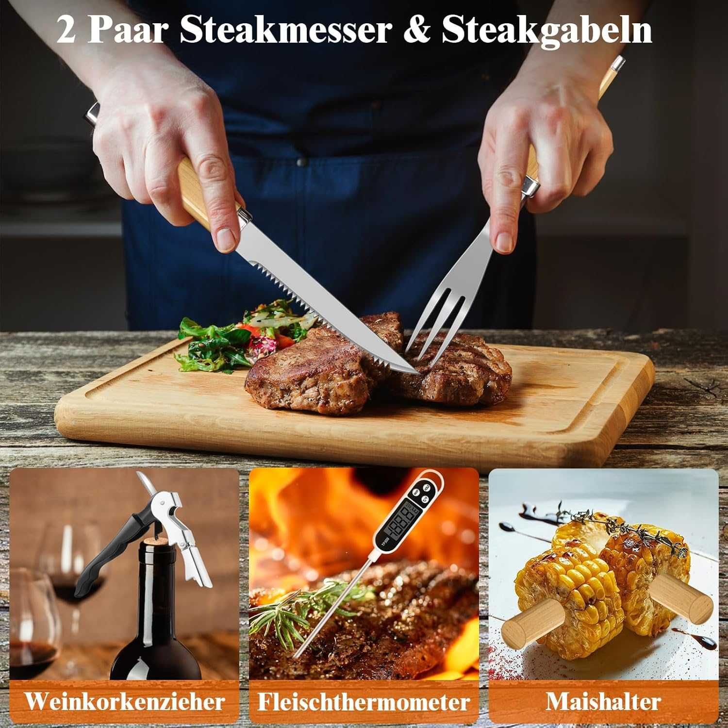 Zestaw do Grilla Walizka narzędzi do grillowania akcesoria 26 el