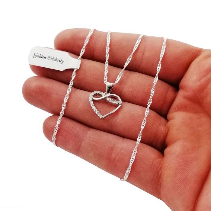Srebrny Naszyjnik Serce Nieskończoność 925 +gratis