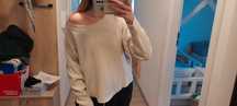 Sweter Zara prążkowany basic oversize kremowy S