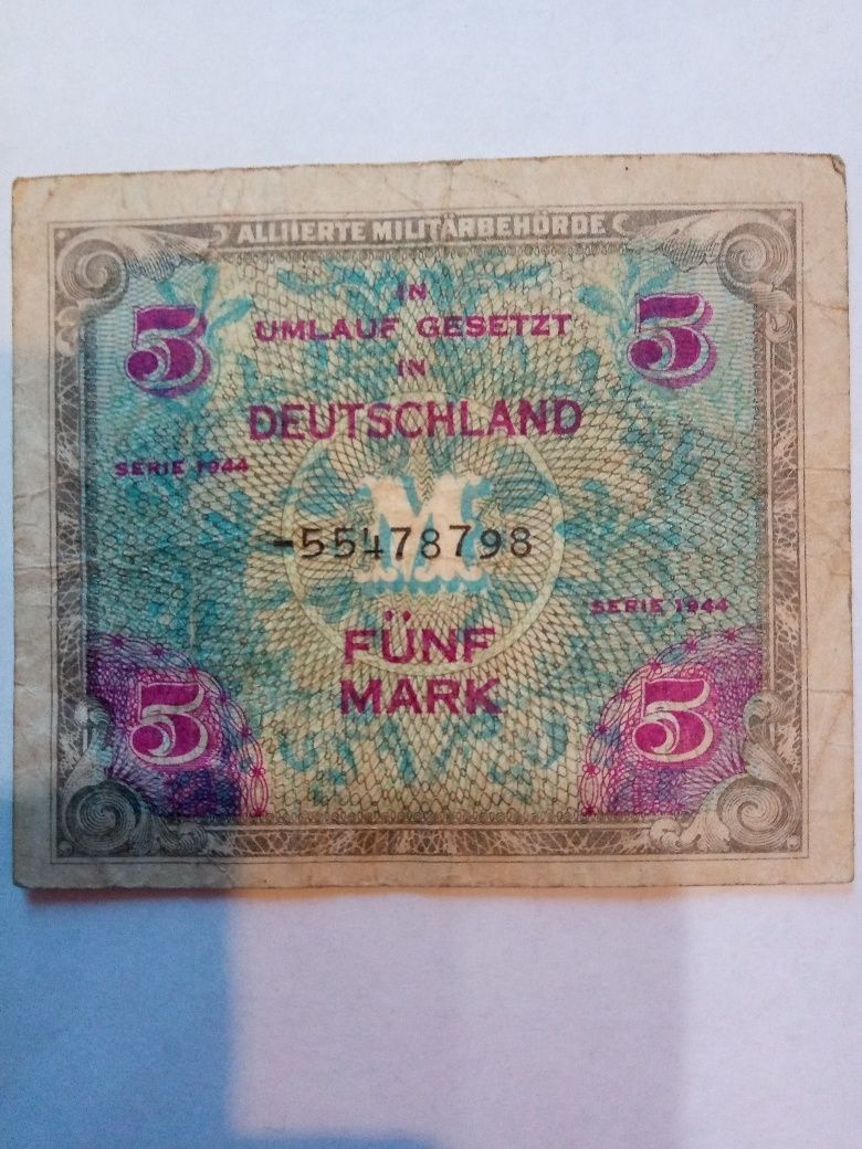 Банкнота 5 марок 1944г.