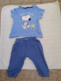 pijama (t-shirt + calças) manga curta, 12 a 18 meses