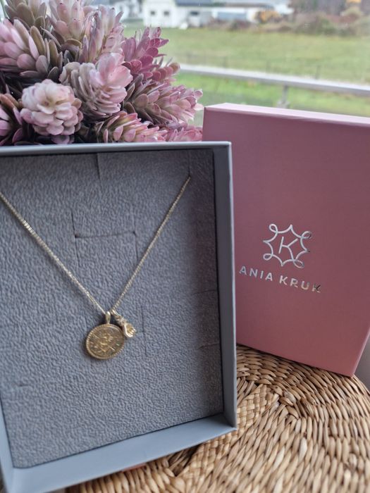 Naszyjnik medalion Ania Kruk piesc Oko proroka Serce srebro 925 złoto