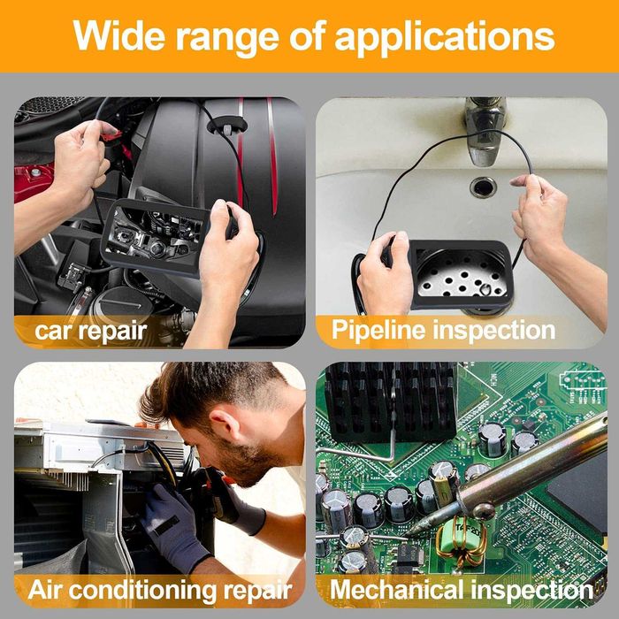 Endoscópio industrial, câmara de inspeção automóvel 1080p HD, novo