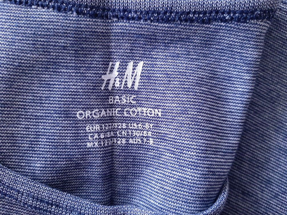 Jak nowe! H&M organic cotton 2 podkoszulki r.122/128