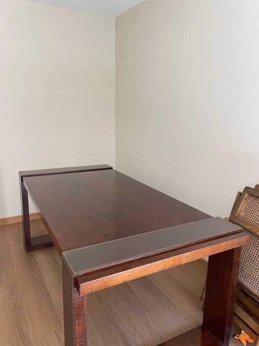 Mesa Escritório Madeira e Cabedal