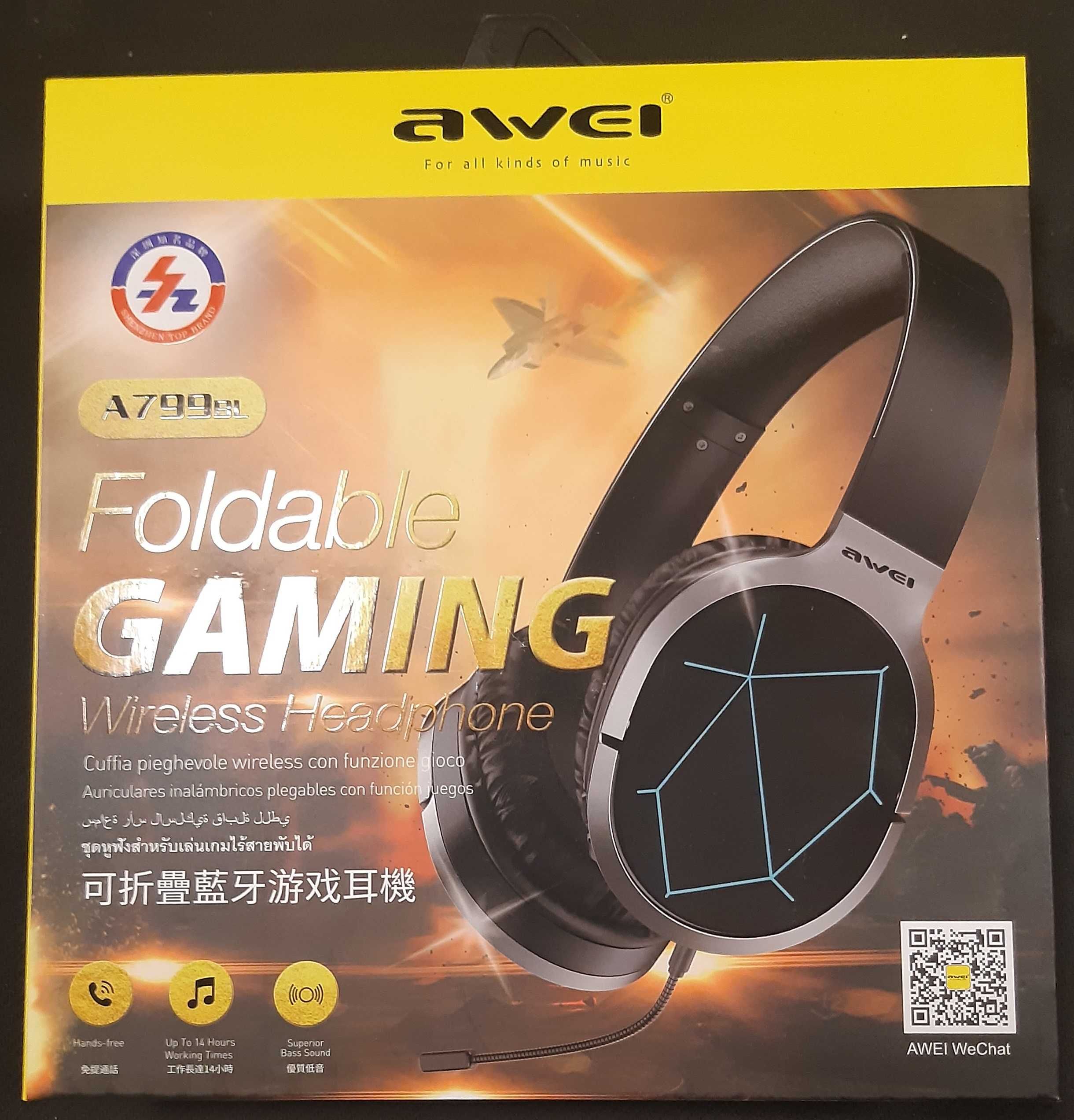 Игровые bluetooth наушники Awei Gaming A799 bl подсветкой