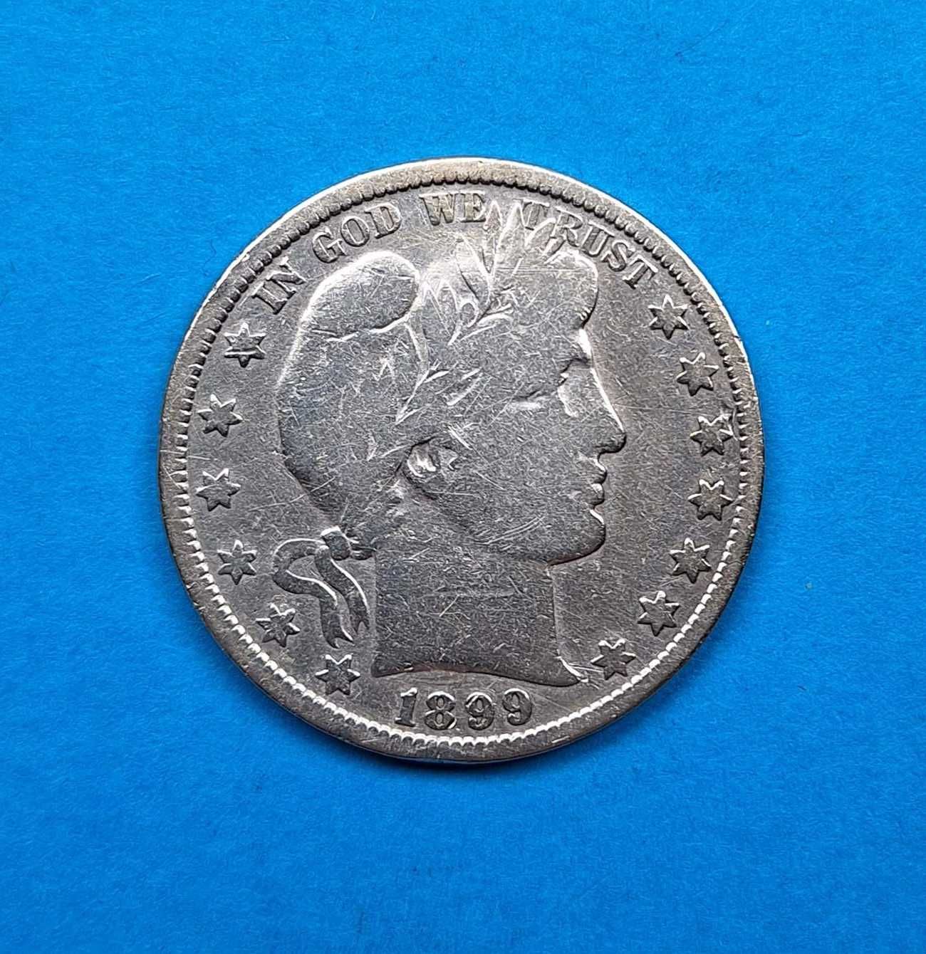 USA pół dolara, Barber Half Dolar rok 1899, dobry stan, srebro 0,900