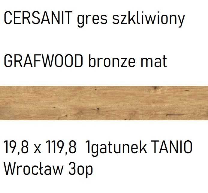 Gres szkliwiony GRAFWOOD bronze mat 9,8x119,8 gat.I CERSANIT 3,6m2