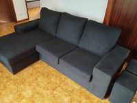 Sofa 3 Lugares c/ Chaise Long Preto