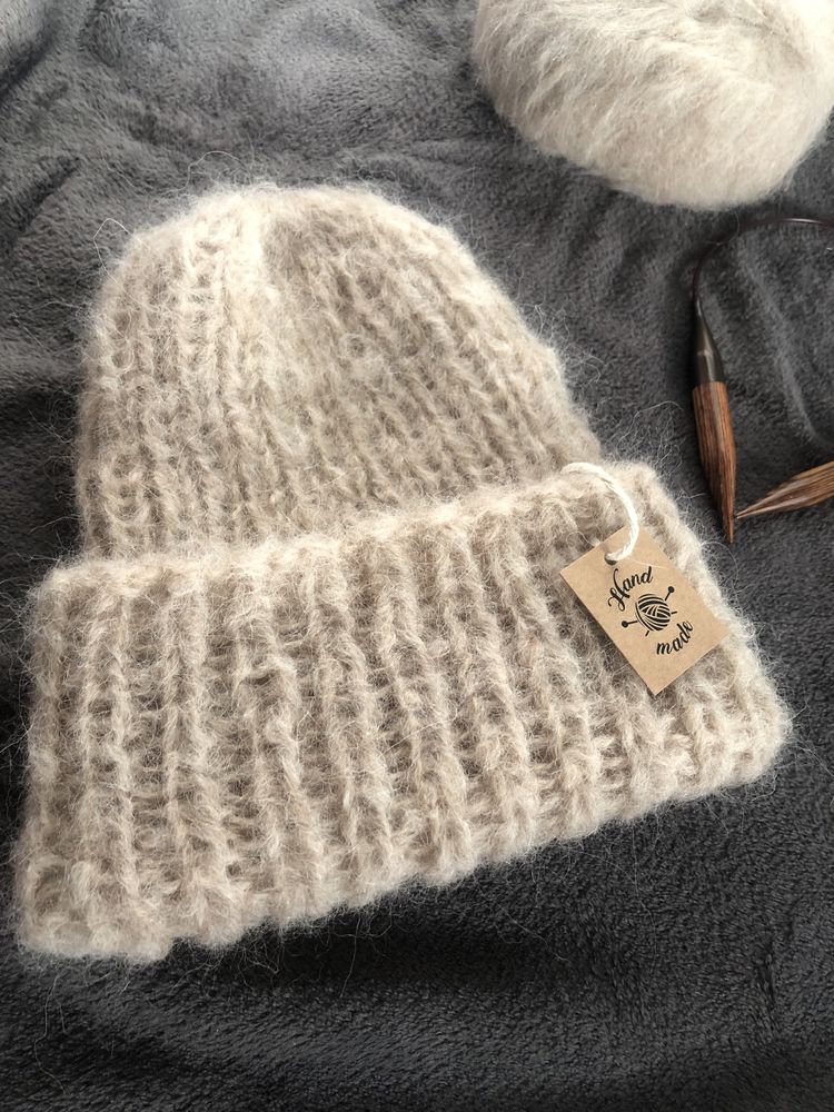 Czapka na drutach handmade alpaka welna Dostepna!