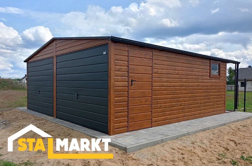 Premium Garaż blaszany 6 x 6m drewnopodobny Producent Montaż Gratis