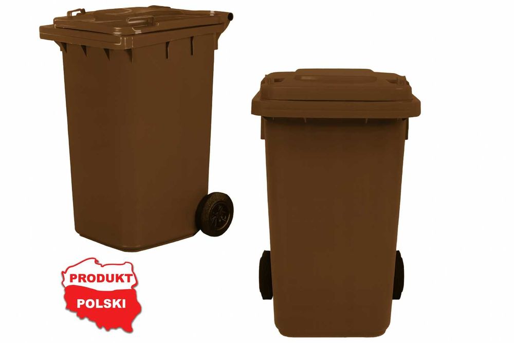 Pojemnik na Śmieci Odpady Pojemnik Kosz 240L Brąz BIO Segregacja Kubeł