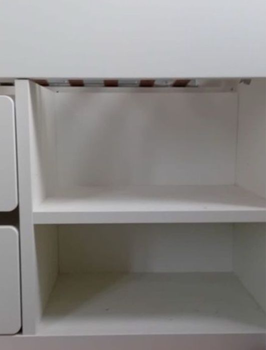 SLÄKT Estrutura cama com arrumação + estrado ripas, branco, 90x200 cm