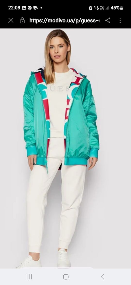 Продам  двусторонню куртку-ветровку Guess,  xxs, оверсайз