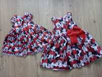H&m Komplet dla siostr sukienki 92 122/128 minnie Myszka disney