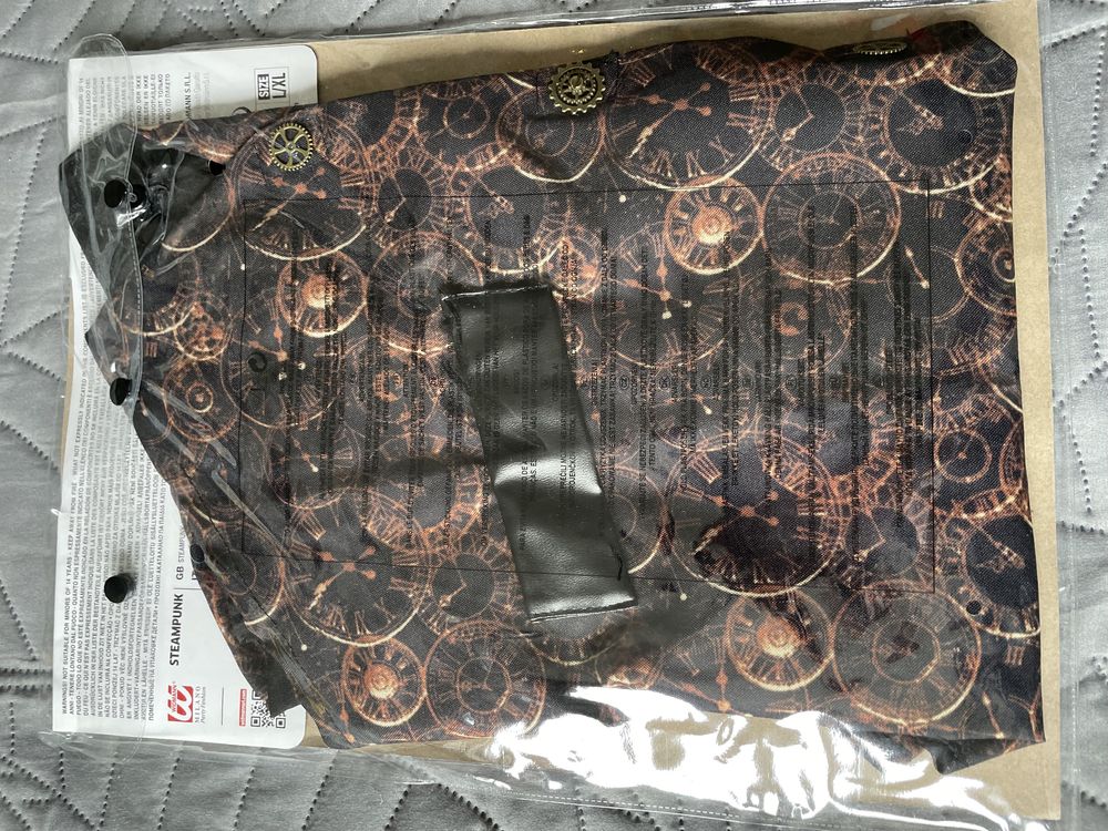 Przebranie STEAMPUNK (kamizelka, maska, rękawiczki, zegarek)
