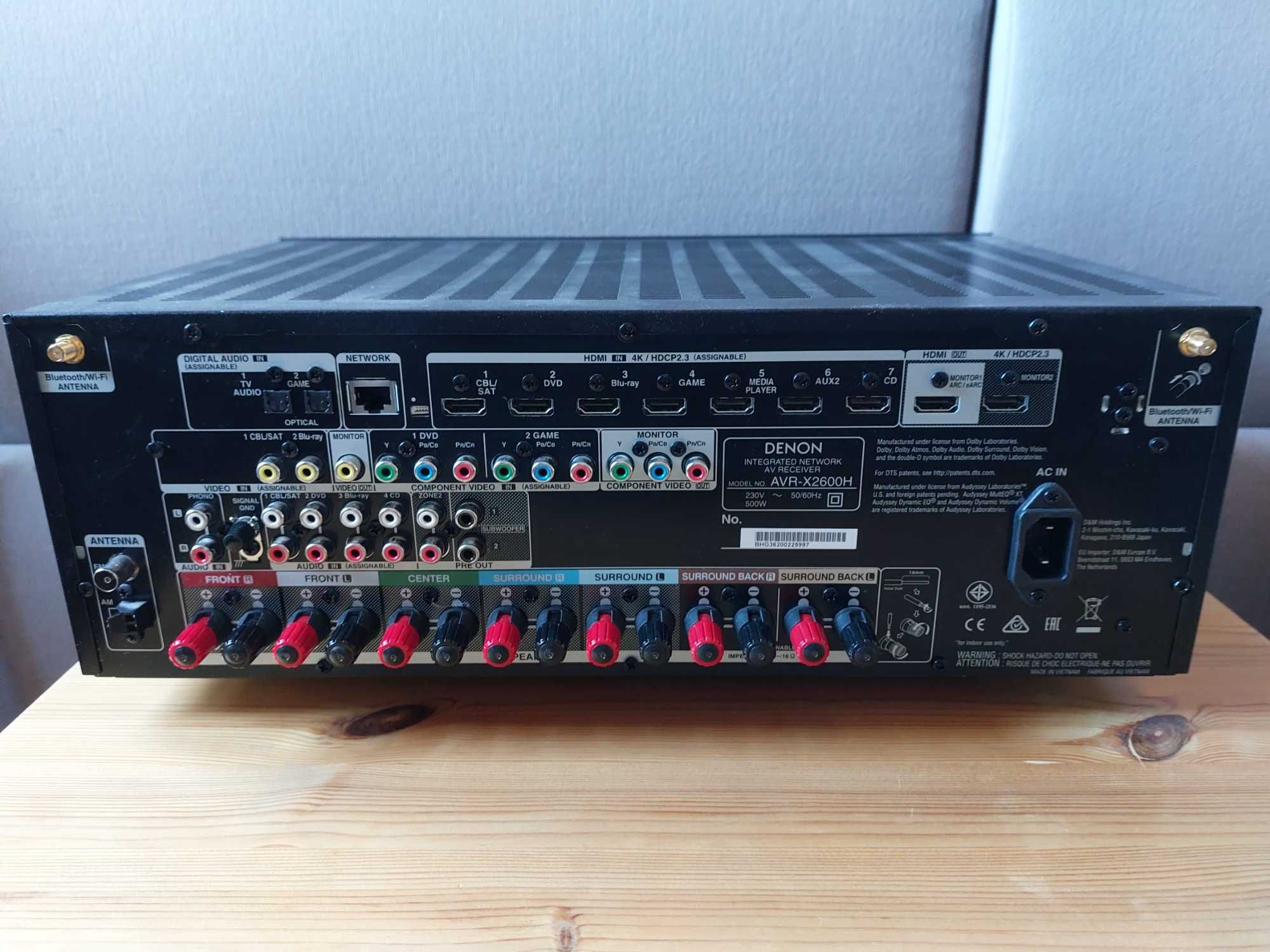 Amplituner Denon AVR-X2600H 7.2 4K eARC Wi-Fi BT Dolby Atmos kino dom