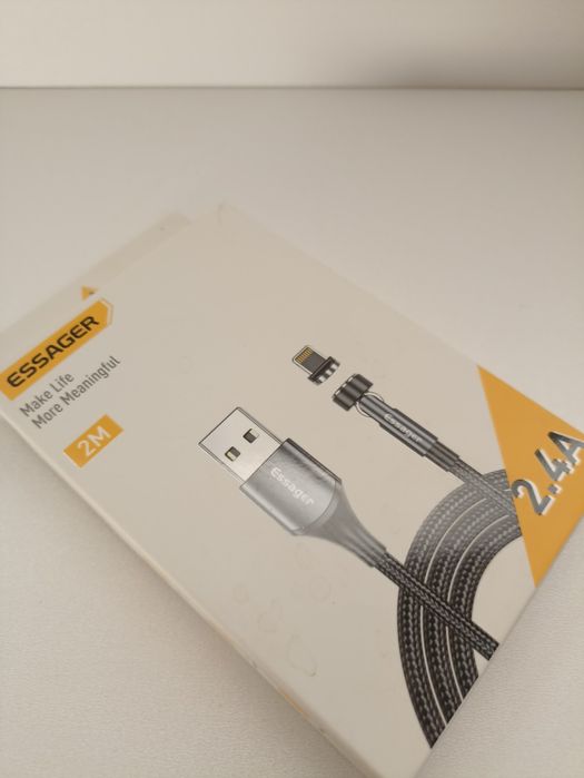 Кабель тканинний ESSAGER USB Lightning 2 м, шнур для айфона для iPhone