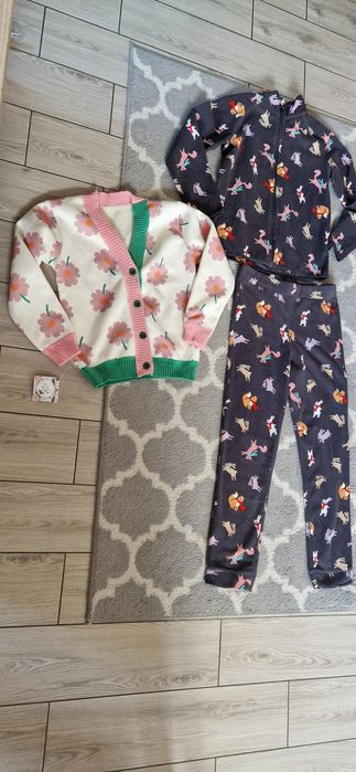 H&M śliczny dres polarowy jak nowy 134 i śliczny nowy sweterek